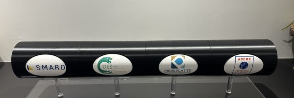 Maquette chauffage urbain – vue globale – Pierrelatte (26) – 3D Printlab Maquette du réseau de chauffage urbain réalisée en 3D par 3D Printlab pour l’inauguration à Pierrelatte (Drôme), vue globale.